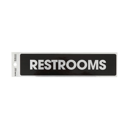Sunburst Systems Decal Restrooms 2 in x 8.5 in, Brushed Chrome 5720